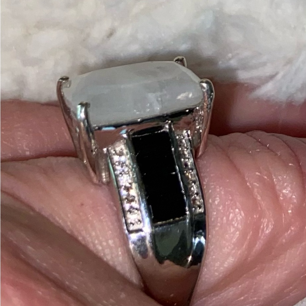 NWT Rainbow Moonstone, Black Spinel & White Zircon Ring! - Picture 8 of 10